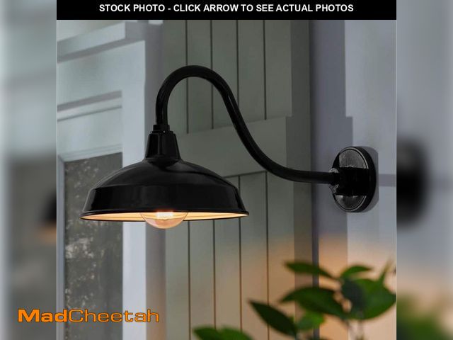 Lot 74-14113470 - Hampton Bay Easton 11 in. 1-Light Glossy Black Barn Outdoor Wall Light Lantern Sconce with Steel Sha...