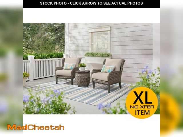 Lot 74-14245862 - Hampton Bay Cooper Lake 3-Piece Wicker Patio Conversation Set with CushionGuard Putty Cushions - UNU...