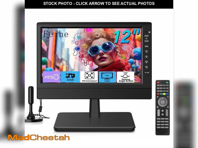 Lot 74-13769776 - Feihe 12 Inch Small TV, Portable TV with HD Display, Antenna,HDMI,AV,USB Ports, Built-in Digital Tun...