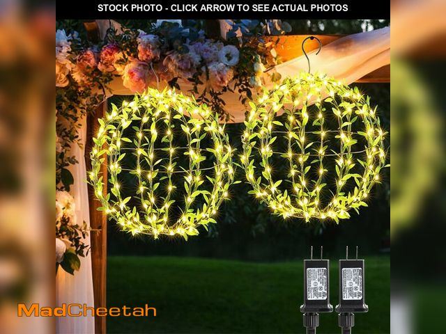 Lot 74-12711875 - Flacchi Hanging Iron Sphere Lights with Artificial Greenery Ã¢â¬â 12Inch 120 LED Waterproof Outdo...