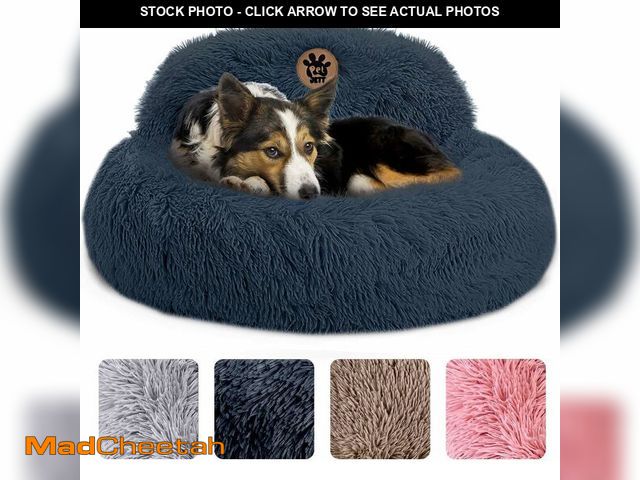 Lot 74-13584144 - PetJett Calming Dog Bed Medium Size Dog - 30'' Donut Bed, Anti-Slip &amp; Washable Super Soft Fluffy...