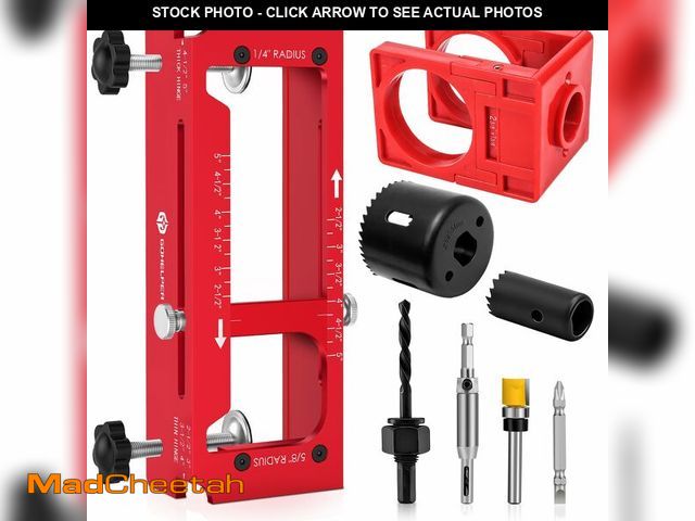 Lot 74-14296306 - Door Hinge Jig, Aluminum Alloy Door Hinge Template Kit for Router, Adjustable Mortise Jig Fits Hinge...