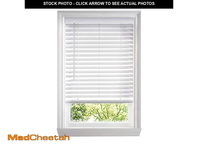 Lot 74-14449464 - Home Decorators Collection White Cordless Faux Wood Blinds for Windows with 2 in. Slats - 14 in. W x...
