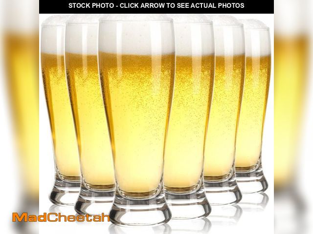 Lot 74-12434800 - CUCUMI 16oz Beer Glasses Set of 6, Pint and Pilsner Glasses, Classic Beer Drinking Glassware for Par...