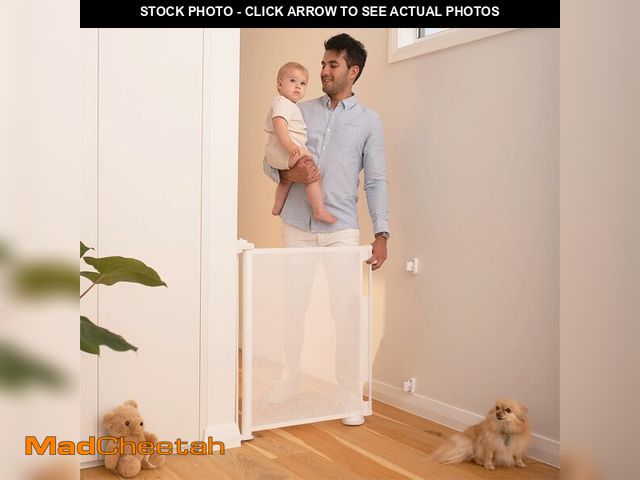 Lot 74-14068354 - Retractable Baby Gate Perma Child Safety 33" Tall x 55" Wide, Mesh, for Stairs, Doorways, Dogs, Pets...