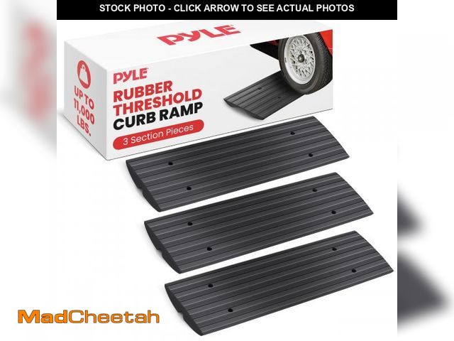Lot 74-12133375 - Pyle Car Driveway Adjustable Curb Ramps - 3 Pack Heavy Duty Rubber Threshold Ramp Kit Set -For Loadi...