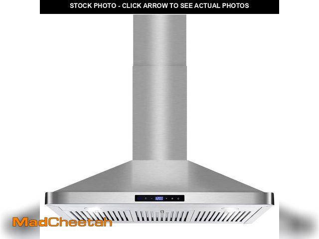 Lot 74-14560408 - Cosmo 36 in. Vista Collection 380 CFM Ducted Wall Mount Range Hood, Touch Controls, LED Lights, Stai...