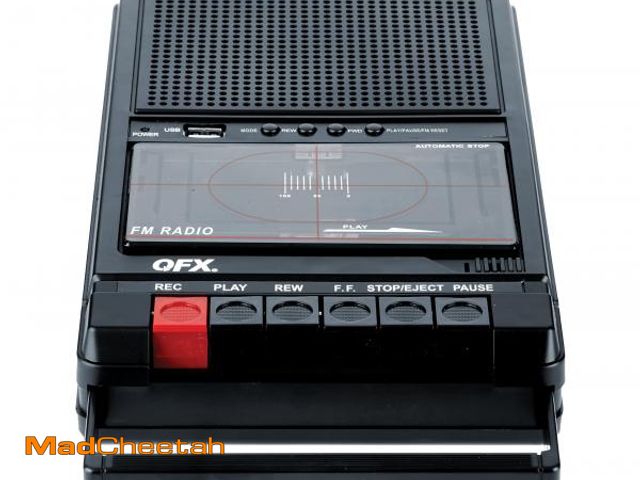 Lot 74-11555648 - QFX RETRO-39 Portable Shoebox USB to Cassette Tape Recorder, Analog Cassette Tape Deck with Built-in...