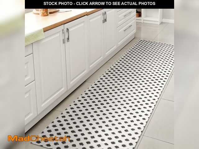 Lot 74-14304988 - JONATHAN Y Mini-Diamond Trellis Indoor Outdoor Runner Rug 2X10 White/Black, Rabat High-Low Pile for ...