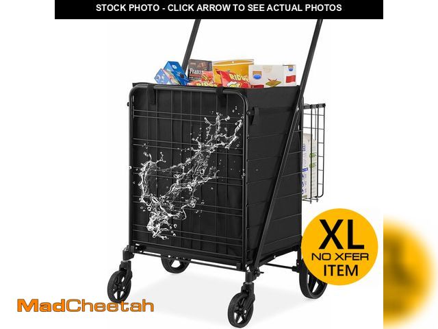 Lot 74-13040990 - VEVOR Folding Shopping Cart with Removable Waterproof Liner, 210LBS Large Capacity Jumbo Grocery Car...
