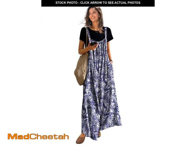 Lot 74-12400321 - YESNO Casual Wide Leg Jumpsuits for Women Boho Floral Pleated Overalls Rompers Summer Outfits with P...