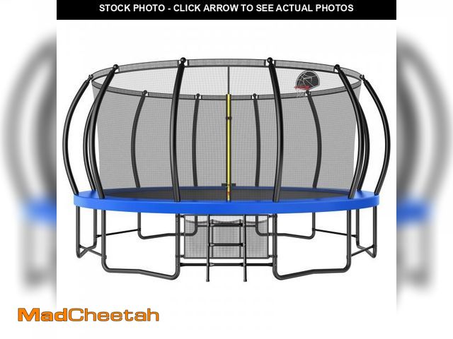 Lot 74-12149769 - *SEE DETAILS* Lyromix 16FT Outdoor Trampolines for Kids and Adults, Pumpkin Trampolin with Curved Po...