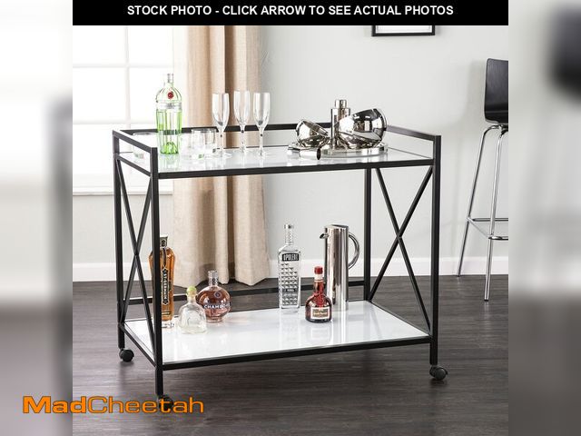 Lot 74-13118733 - SEI Furniture Maxton Bar Cart - Black &amp; White, Top: 38.75'' Wx23.25'' Dx32.25'' Hx.25'' THK - UN...