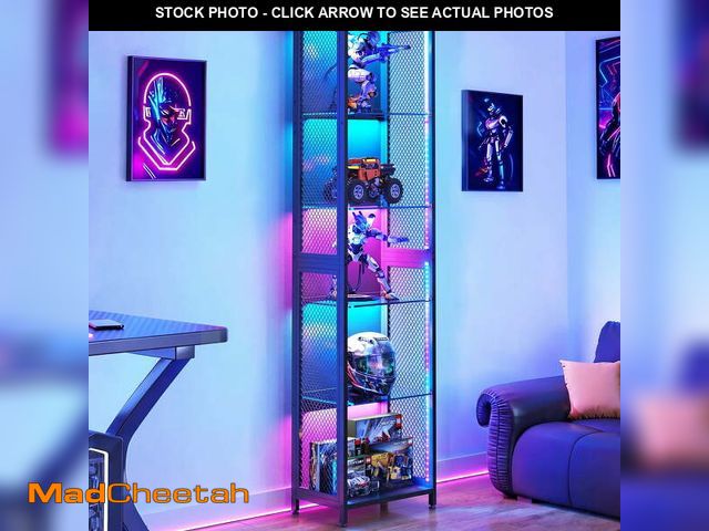 Lot 74-14322911 - Casacomoda 5-Tier LED Display Cabinet, Gaming Glass Shelf Curio Cabinet with RGB Lights, Open Glass ...