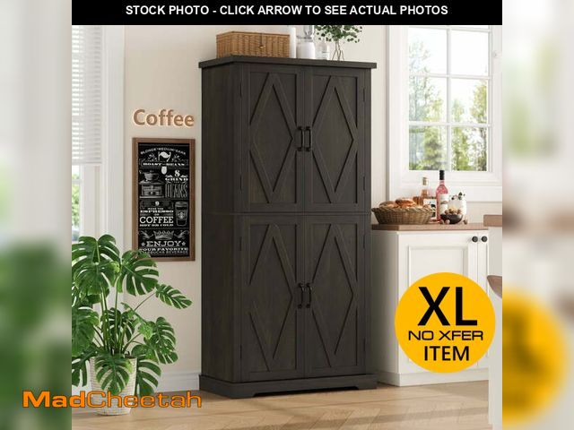 Lot 74-13108443 - Homfa Farmhouse 63"H Kitchen Pantry Cabinet with Adjustable Shelf, Modern Wood Storage Cabinets for ...