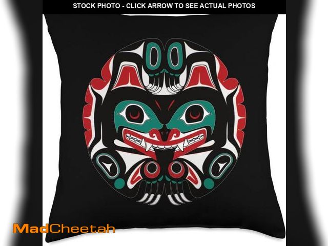 Lot 74-12399497 - Alaska Native American Art Tlingit Eagle Tribal Bear Clan Throw Pillow - UNUSED