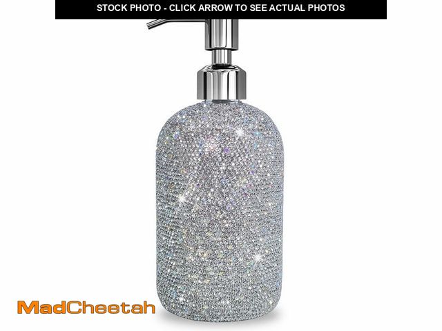 Lot 74-12717158 - SlowVibes 18Oz Bling Glass Soap Dispenser with Rust Proof Stainless Steel Pump,Refillable Liquid Han...