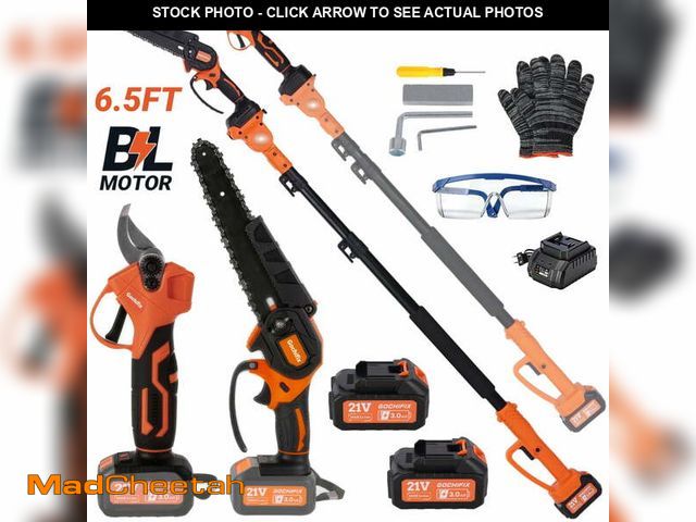 Lot 74-14587351 - Pole Chainsaw,Gochifix Cordless Pole Saw and Electric Pole Pruning Shears Set with 2 PCS 3.0Ah Batte...