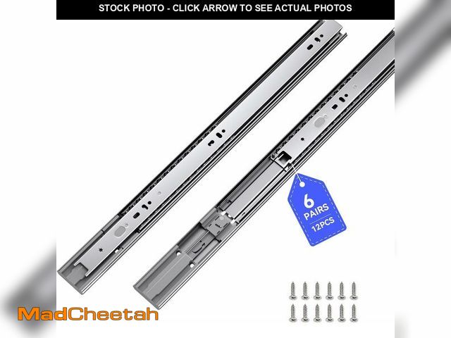 Lot 74-14281204 - LONTAN 6 Pairs 22 Inch Soft Close Drawer Slides Side Mount Heavy Duty Cabinet Drawer Glides Ball Bea...