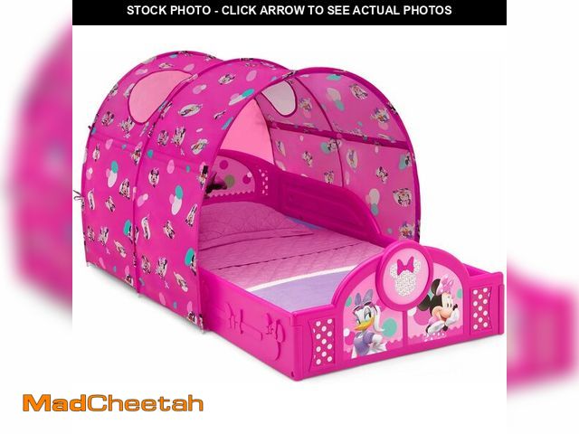 Lot 74-12761763 - Delta Children - Disney Minnie Mouse Plastic Sleep and Play Toddler Bed with Tent, Pink - UNUSED