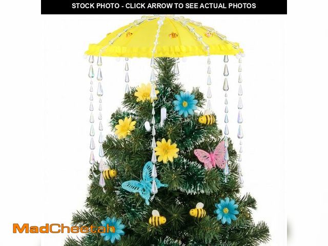 Lot 74-13548585 - Soulchen April Spring Tree Topper Decorations Yellow Umbrella with Bee Crystal Raindrop April Shower...