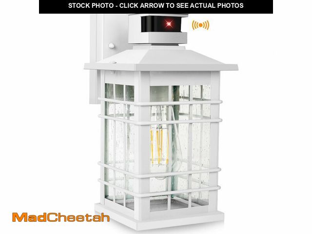 Lot 74-12715067 - Motion Sensor Outside Wall Lantern Waterproof, White Dusk Dawn Outdoor Lighting Wall Mount with Temp...