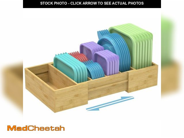 Lot 74-14301637 - Retro Shaw Lid Organizer for Cabinet, Bamboo Expandable Kitchen Organizer with 3 Adjustable Dividers...
