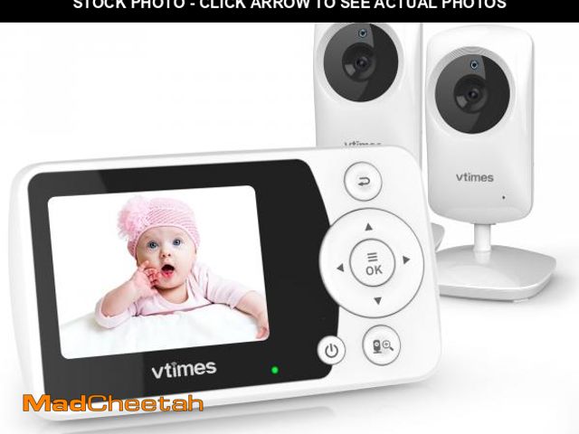 Lot 74-12444100 - VTimes Baby Monitor with 2 Cameras, Video Baby Monitor No WiFi Night Vision, 2.4" LCD Screen Portabl...