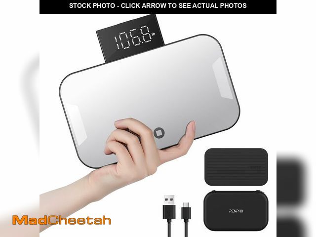 Lot 74-14152243 - RENPHO Portable Rechargeable Scale for Body Weight, Travel Weight Scale with Travel Makeup Mirror, S...