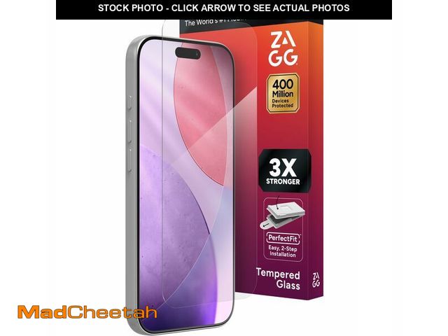 Lot 74-12719296 - ZAGG Glass+ Screen Protector for iPhone 17 Pro - 3X Stronger, Impact &amp; Shatter Protection, Scrat...