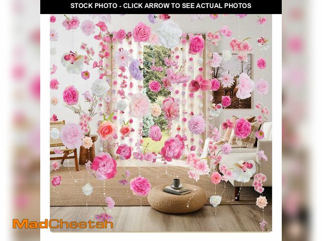 Lot 74-14301672 - RIDDSEE Pink Flower Garland 12PCS,Total 96FT Artificial Hanging Flower Vines,No Tangling &amp; Easy ...