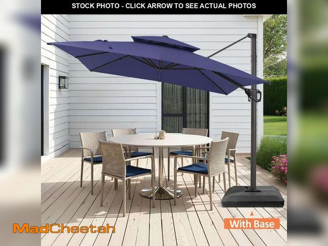 Lot 74-14394931 - (BASE ONLY ) Pellebant 11.5 ft. x 9 ft. 2-Tier Top 360ÃÂ° Rotation Tilt Cantilever Patio Umbrella i...