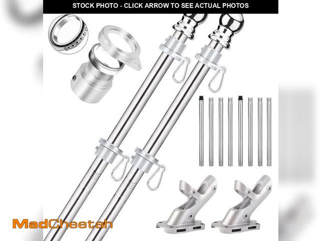 Lot 74-12324541 - Bubblythe 2 Pack Flag Poles for House, 5 FT Flag Pole Kit with 2 No-Tangle Aluminum Ring Clips and H...
