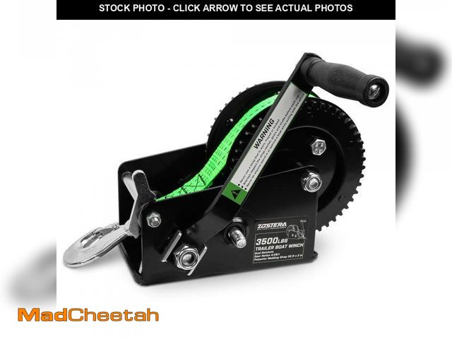 Lot 74-11559570 - Zostera 3500lbs Boat Trailer Hand Crank Winch,with 33ft Strap,2-Way Ratchet 4:1/8:1 Gear,Double Side...
