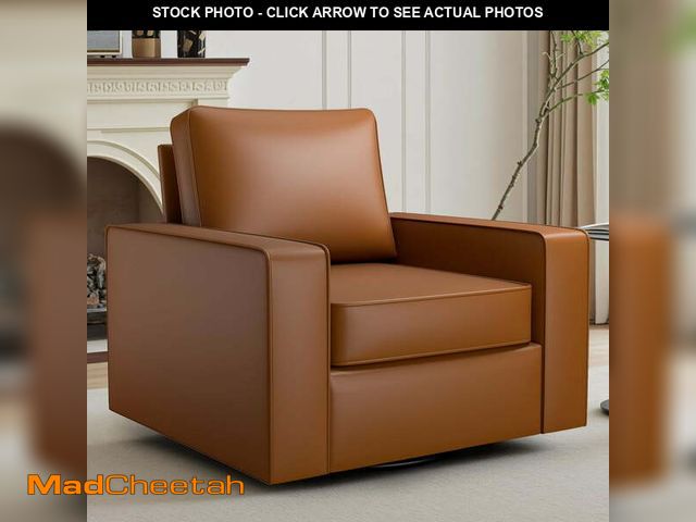 Lot 74-13745214 - (SWIVEL IS BROKEN) COOLHUT 360Â° Swivel Accent Chair Set of 1, 36.2" Wide PU Leather Accent Chair Ar...
