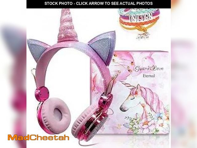 Lot 74-12129295 - Unicorn Kids Headphones for Girls Children Teens, Wired Headphones for Kids with Adjustable Headband...