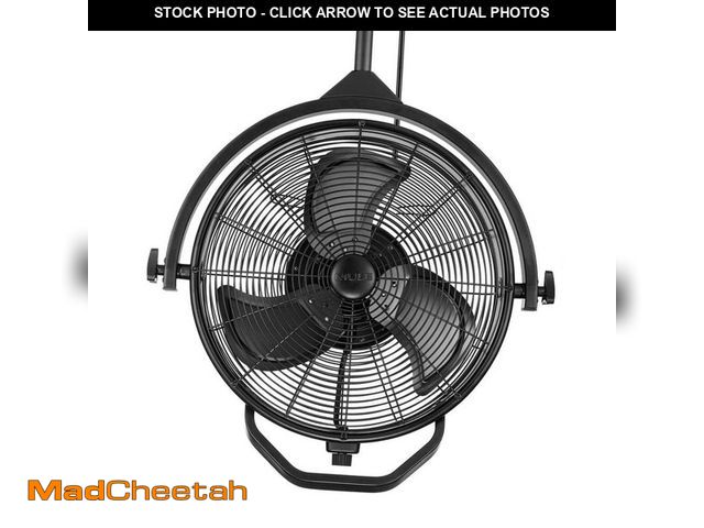Lot 74-14344754 - MULE Wall Mount Outdoor XL 18 in. Matte Black 3-Blade Wall Fan Without Light, Downrod Included - UNU...