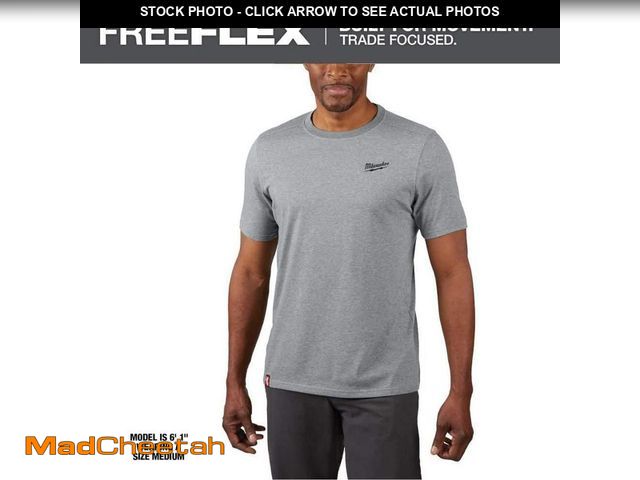 Lot 74-14597581 - Milwaukee Men's Large Gray Cotton/Polyester Short-Sleeve Hybrid Work T-Shirt 603G-L - UNUSED