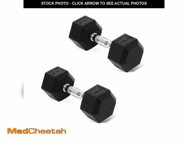 Lot 74-14284512 - Fitvids Rubber Encased Hex Dumbbell, Hand Weights Set of 2 with Anti-Slip Cast Iron Grip for Strengt...
