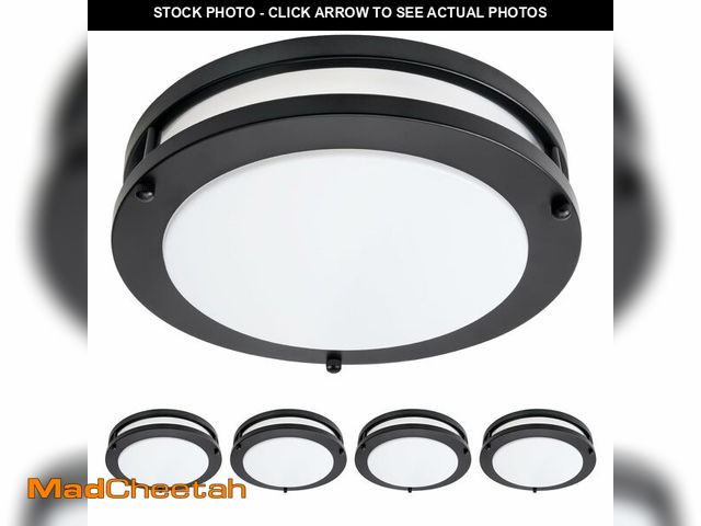Lot 74-14479300 - OOWOLF 10inch LED Flush Mount Ceiling Light Fixture Dimmable Matte Black, Easy Install LED Ceiling L...