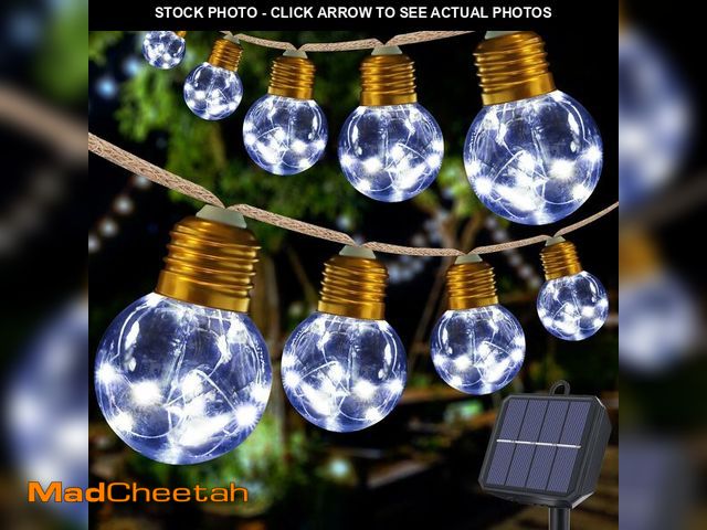 Lot 74-12705895 - Solar String Lights Outdoor, 20ft Solar Patio Lights, Vintage Rope Hemp Solar Powered Globe Light Wa...