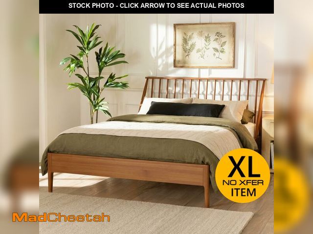 Lot 74-14611245 - Merax Queen Size Solid Bamboo Wood Spindle Platform Bed with 46.5" Tall Headboard, Bohemian Bed Fram...
