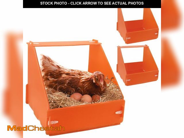 Lot 74-14153939 - Touri 3 Pack Durable Chicken Nesting Boxes for Laying Eggs for Hens Ducks and Poultry, Orange - UNUS...