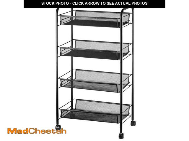 Lot 74-12783778 - Karl home Modern Multi-Functional Iron 4-Wheeled Storage Cart in Black - UNUSED