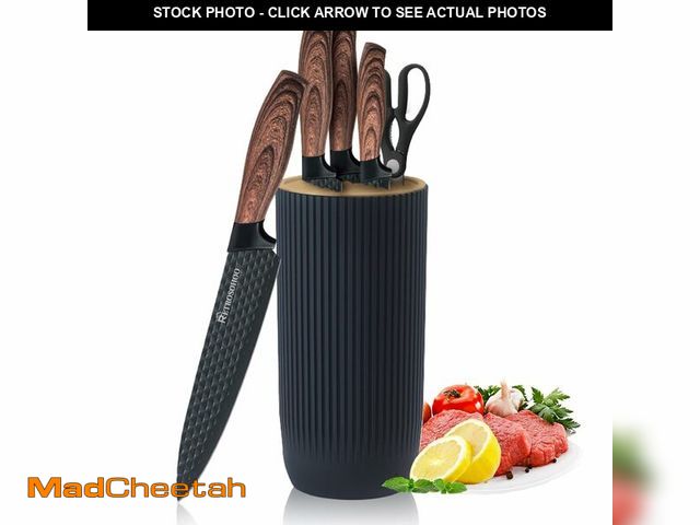 Lot 74-12682995 - (MISSING SCISSORS) Kitchen Knife Set, Retrosohoo 6-Pieces Black Sharp Knife Set for Kitchen, Non-sti...