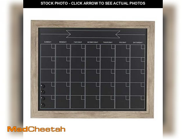 Lot 74-12137611 - DesignOvation Beatrice Framed Magnetic Chalkboard Monthly Calendar, 23x29, Rustic Brown - UNUSED