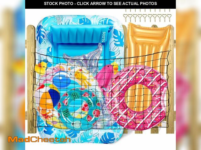 Lot 74-14208445 - Extra Large Pool Toy Float Storage Net with 20 Windproof Screw Windproof Hooks, 71 x 47in Hangin Hea...