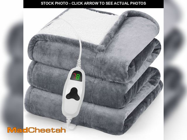 Lot 74-14267780 - greenoak Heated Blanket Electric Throw 50"X60", Heating Blanket with 10 Heat Levels 1/2/4/6/8 Hours ...