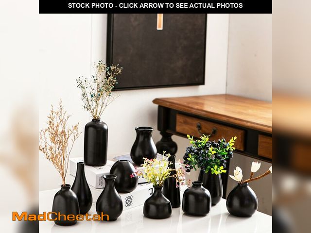 Lot 74-14149250 - Kendiis Ceramic Bud Vases, Black Mini Vase Set of 11, Small Pottery Vases for Flowers Mini Ceramic V...