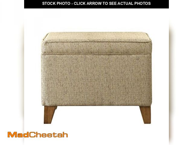 Lot 74-12399836 - Homepop Home Decor | Medium Square Storage Ottoman with Hinged Lid | Ottoman with Storage for Living...
